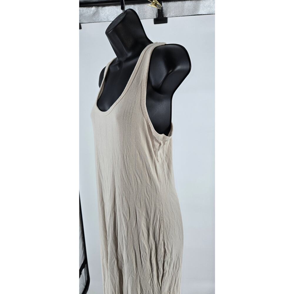 Old Navy Beige Sleeveless Ribbed Maxi Dress Slit Womens Large Vacation Casual - Picture 4 of 6
